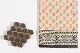 Ivory/Red Pure Cotton Mul Hand Block Saree